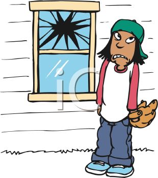 310x350 Royalty Free Clipart Image Boy Who Threw A Baseball Through A Window