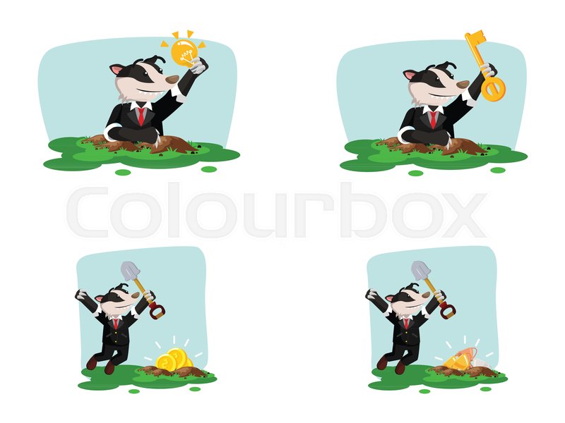 800x600 Business Honey Badger Cartoon Set Stock Vector Colourbox