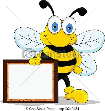446x470 Funny Cartoon Bee Character. Vector Illustration Of Funny