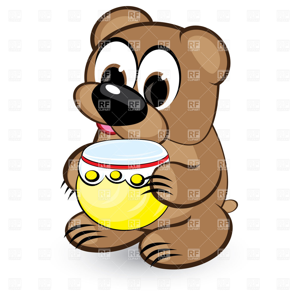 1200x1200 Cartoon Cute Bear With Honey Pot Royalty Free Vector Clip Art
