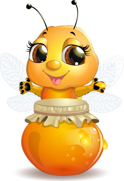 411x600 Cute Bee With Honey Jar Vector 01 Bees Clip Art