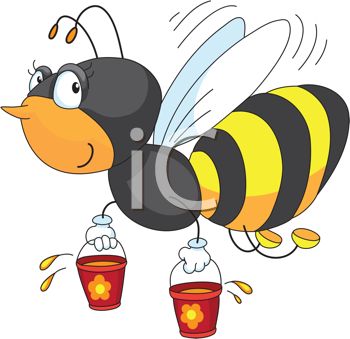 350x339 Picture Of A Honey Bee Carrying Buckets Of Honey In A Vector Clip