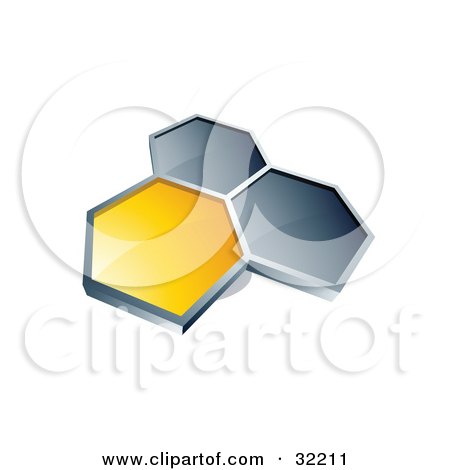 450x470 Clipart Illustration Of Group Of Three Hexagons Connected Like
