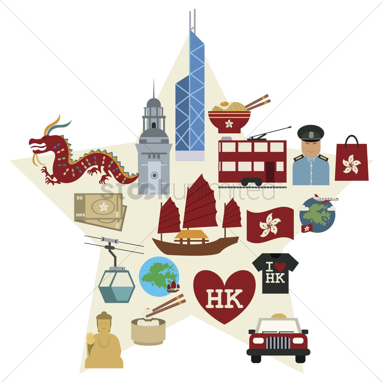 1300x1300 Hong Kong Icon Set Vector Image