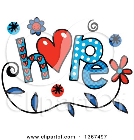 450x470 Clipart Of Colorful Sketched Hope Word Art