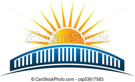 450x272 Sun Over Bridge Horizon Vector Illustration In White Vector