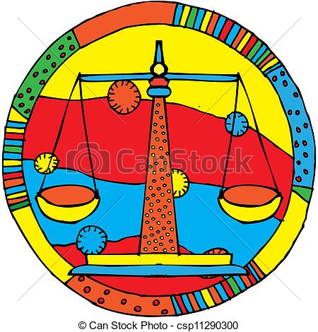 450x470 Libra Horoscope Sign Vectorized Hand Draw Vector Clipart