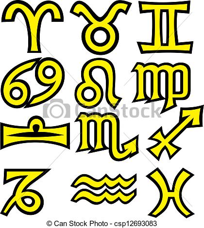 420x470 Zodiac Symbols Isolated On The White Background Vector