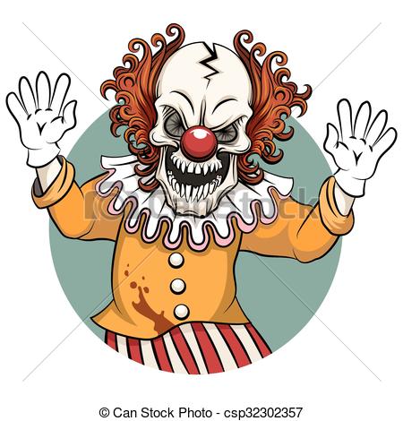 450x470 Clown Vector Illustration. Clown Angry. Face Horror And Clipart