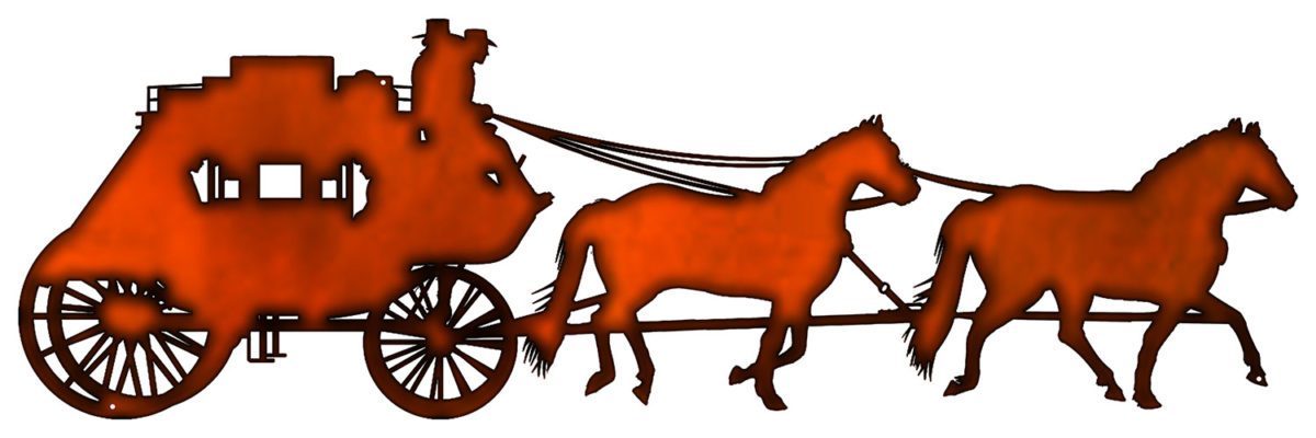 1200x400 Horse Drawn Carriage Cut Out Faux Copper Finish Metal Sign