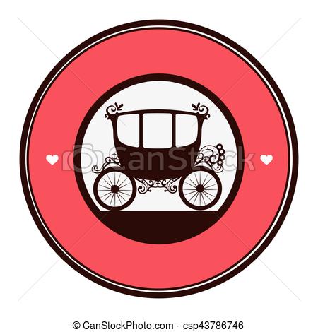 450x470 Horse Carriage Romantic Card Vector Illustration Design.