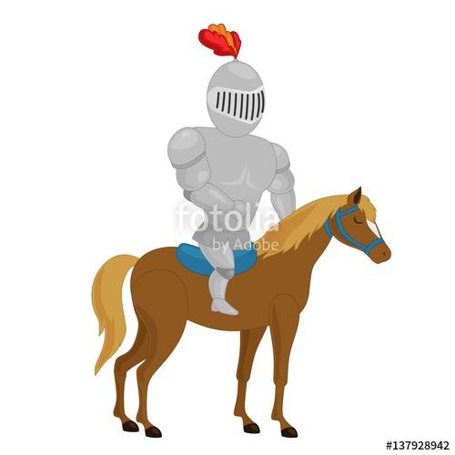 500x500 Cartoon Knight Riding A Horse. Vector Clip Art Illustration