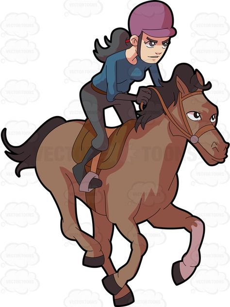474x632 A Female Jockey Riding A Crazy Horse Horse Cartoon