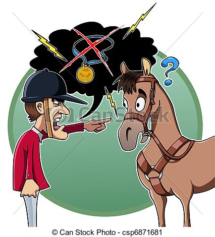 426x470 Cartoon Style Illustration An Angry Rider Blames His Horse