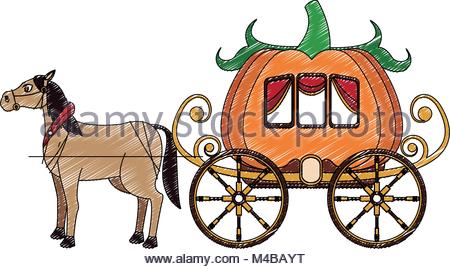 450x269 Pumpkin Carriage With Horse Cartoon Stock Vector Art