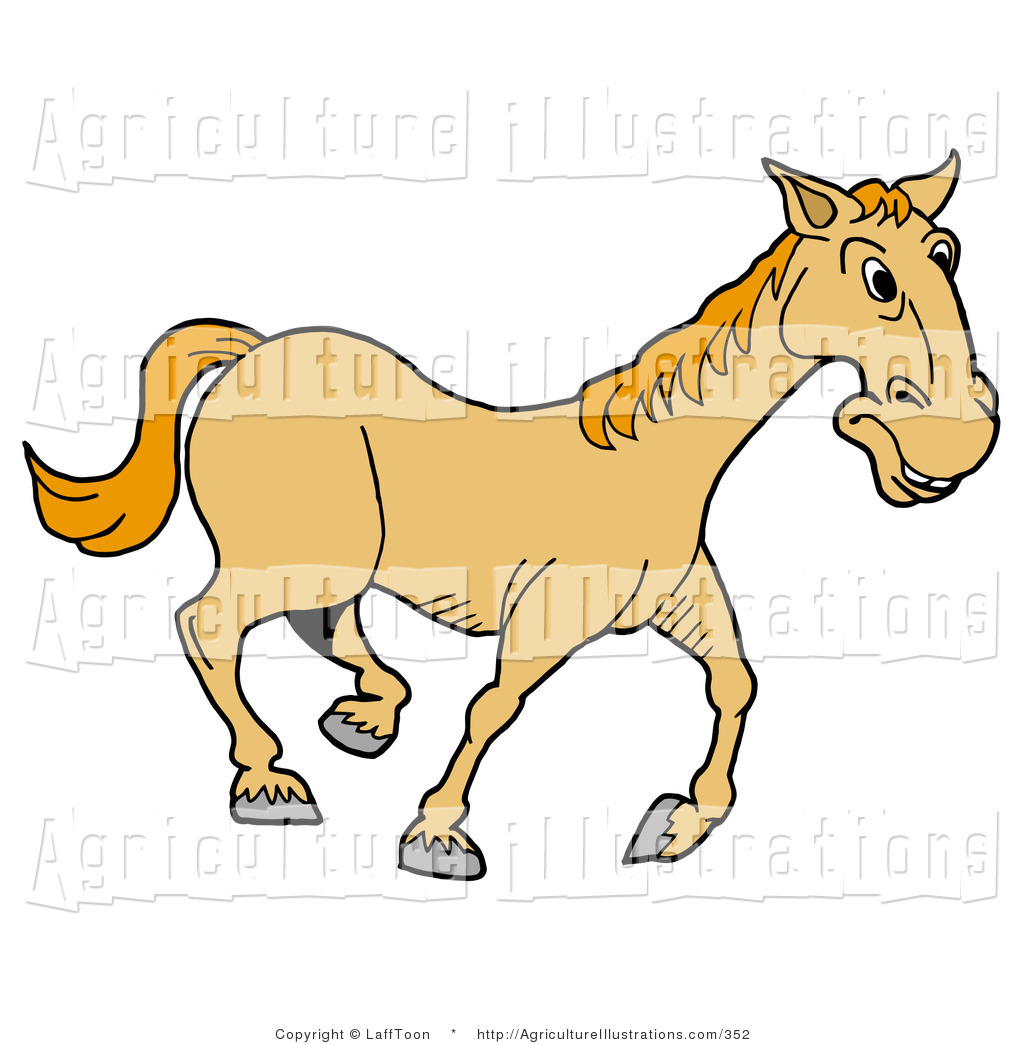1024x1044 Agriculture Clipart Of A Happy Yellow Horse Trotting On A Farm