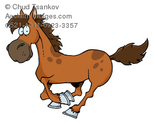 300x243 Clipart Image Of A Brown Spotted Cartoon Horse Galloping