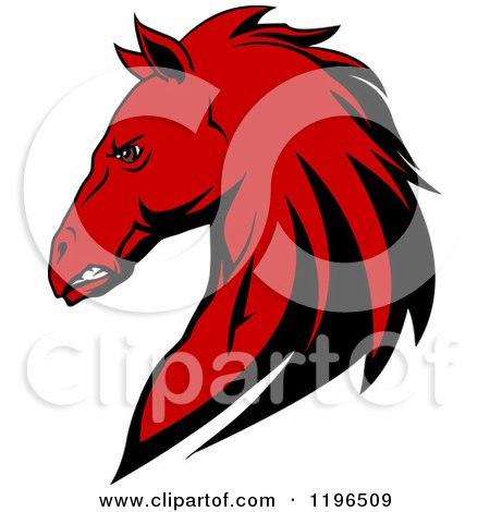 450x470 Clipart Of A Tough Red Horse Head In Profile