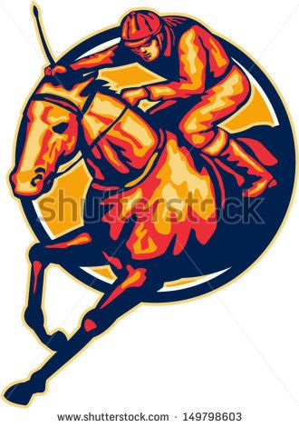 330x470 Illustration Of A Horse And Jockey Racing Jumping Out Of Circle