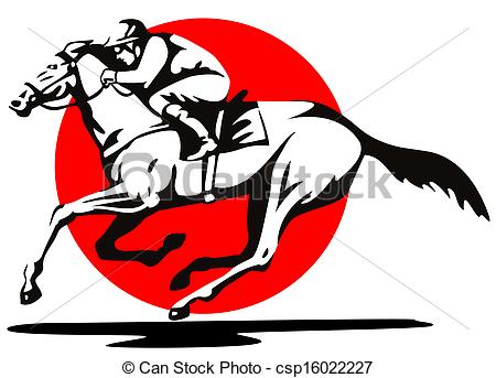 450x343 Horse And Jockey Racing Retro. Illustration Of A Horse And Clip