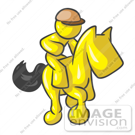 450x450 Clip Art Graphic Of A Yellow Guy Character Jockey Riding A Horse