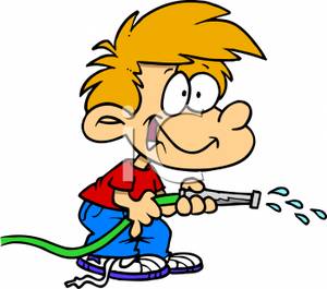 300x265 A Young Boy Playing With A Water Hose