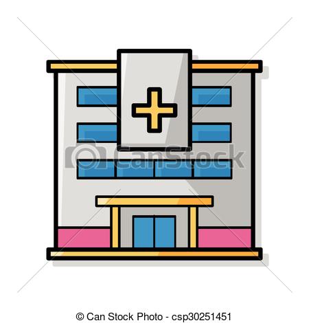 450x470 Hospital Building Doodle Clipart Vector
