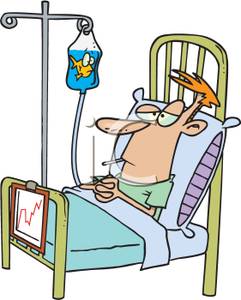 241x300 A Man A Hospital Bed With A Thermometer His Mouth And A Fish