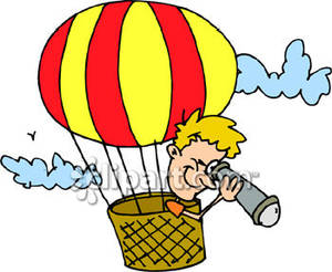 300x246 Boy Using A Spyglass In A Hot Air Balloon