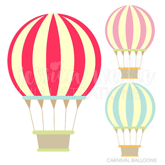 570x570 Carnival Hot Air Balloons Cute Digital Clipart