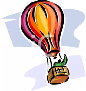 284x300 Clip Art Image A Man Waving From A Hot Air Balloon