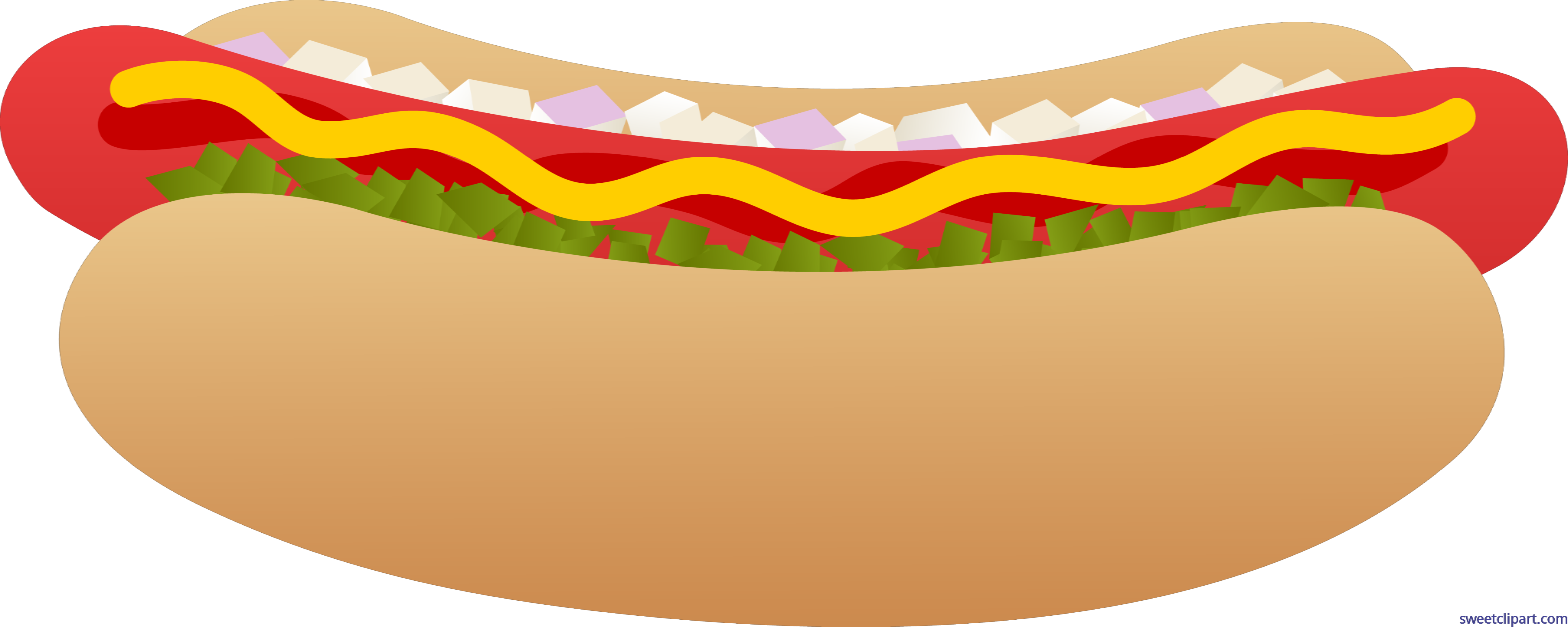 7846x3137 Hot Dog On Bun Clip Art