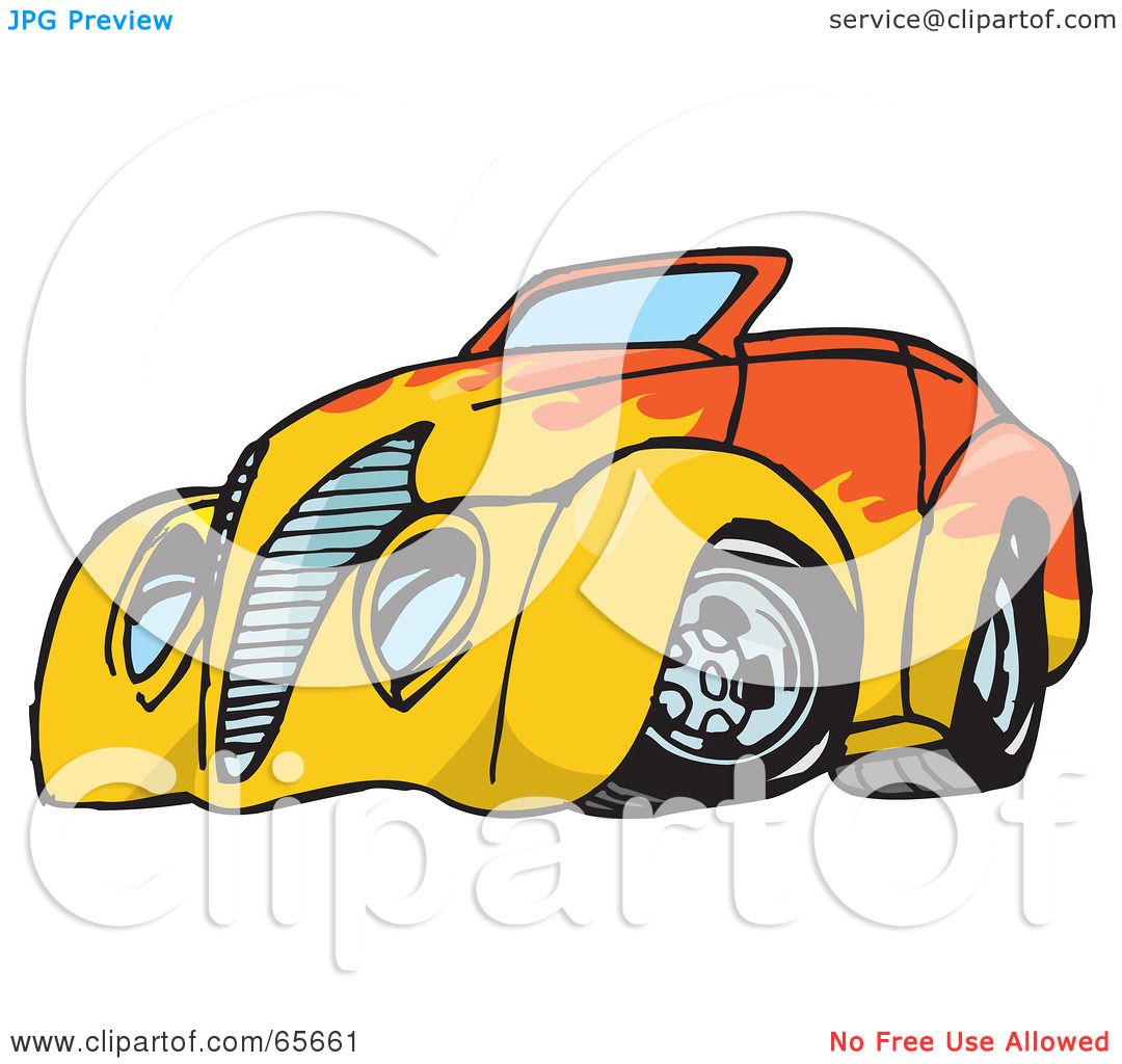 1080x1024 Royalty Free (Rf) Clipart Illustration Of An Orange Convertible