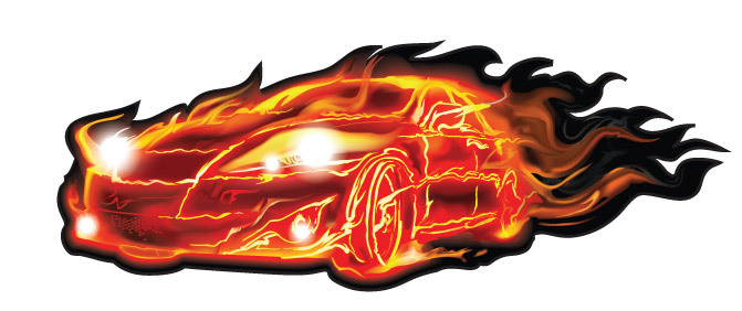 671x282 Car Flames Clipart