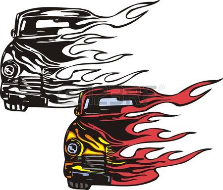 450x384 Drawn Fire Hot Rod