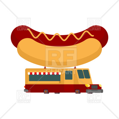 400x400 Hot Dog Car Food Truck. Fast Food Car. Royalty Free Vector Clip