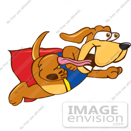 450x450 Clip Art Graphic Of A Cute Brown Super Hero Hound Dog Cartoon