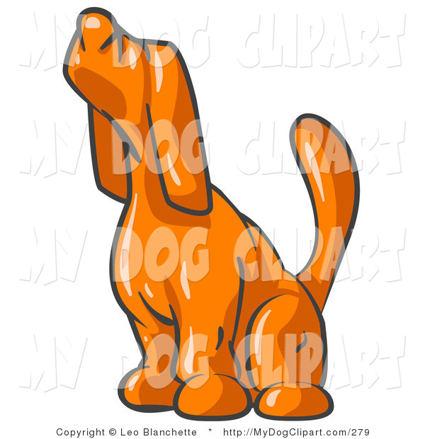 600x620 Clip Art Of A Scared Orange Tick Hound Dog Sniffing The Air