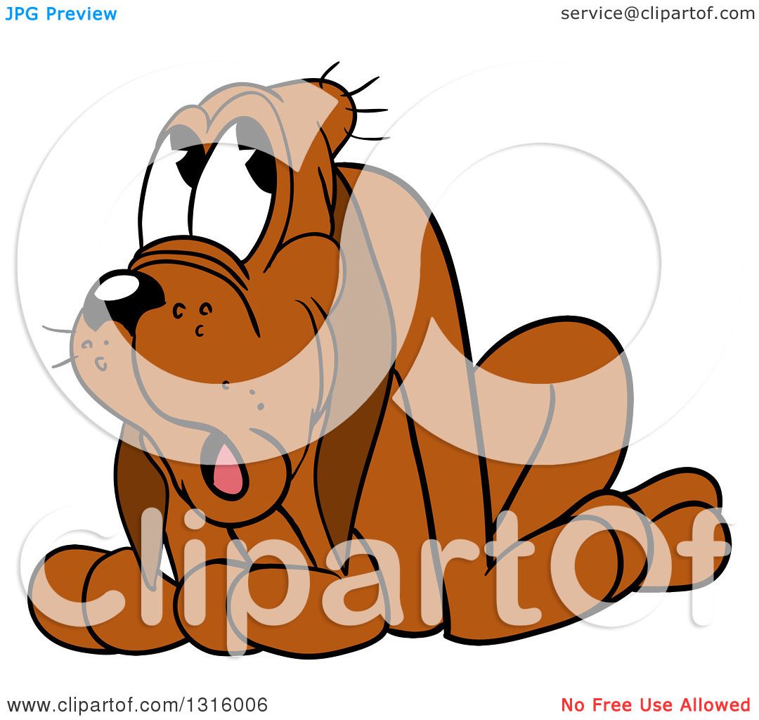 1080x1024 Clipart Of A Cartoon Ashamed Brown Hound Dog