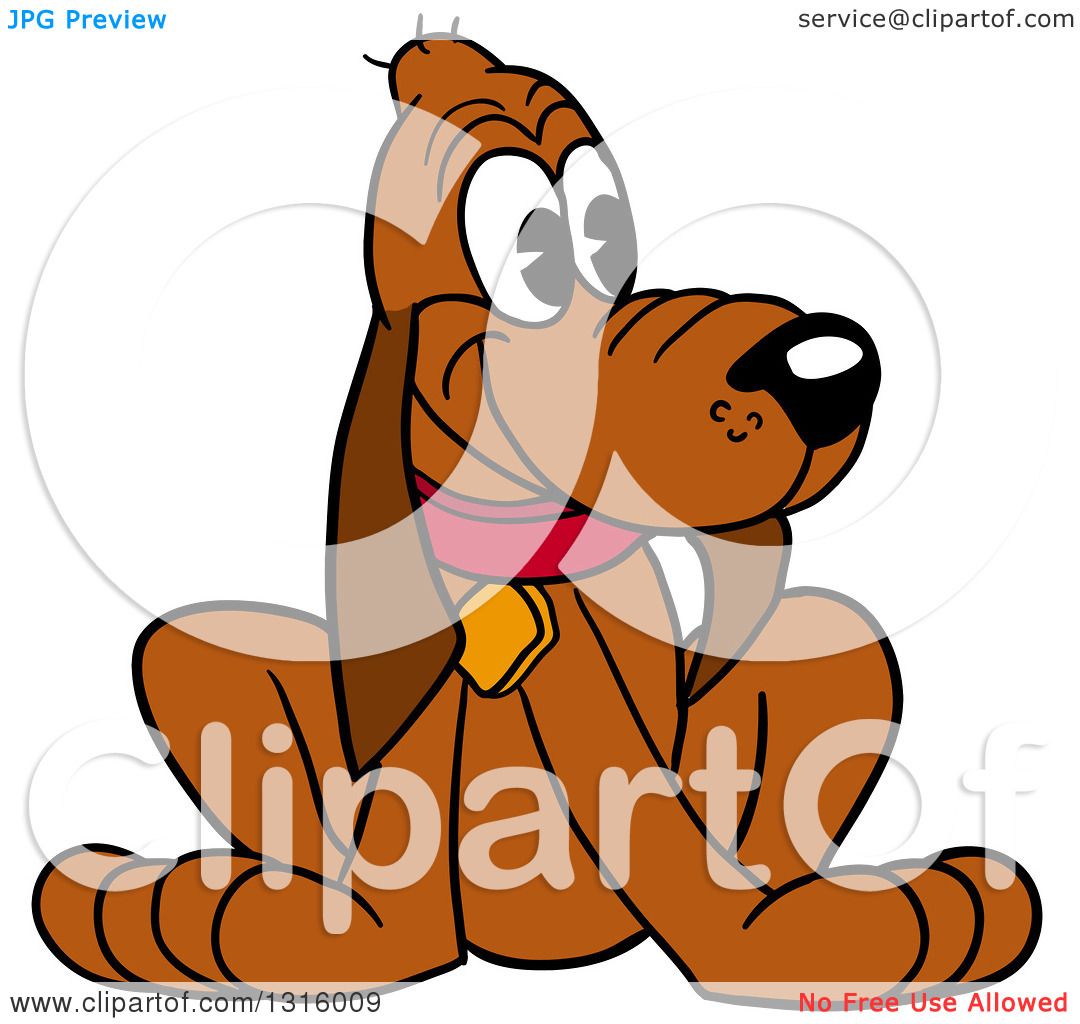 1080x1024 Clipart Of A Cartoon Sitting Brown Hound Dog