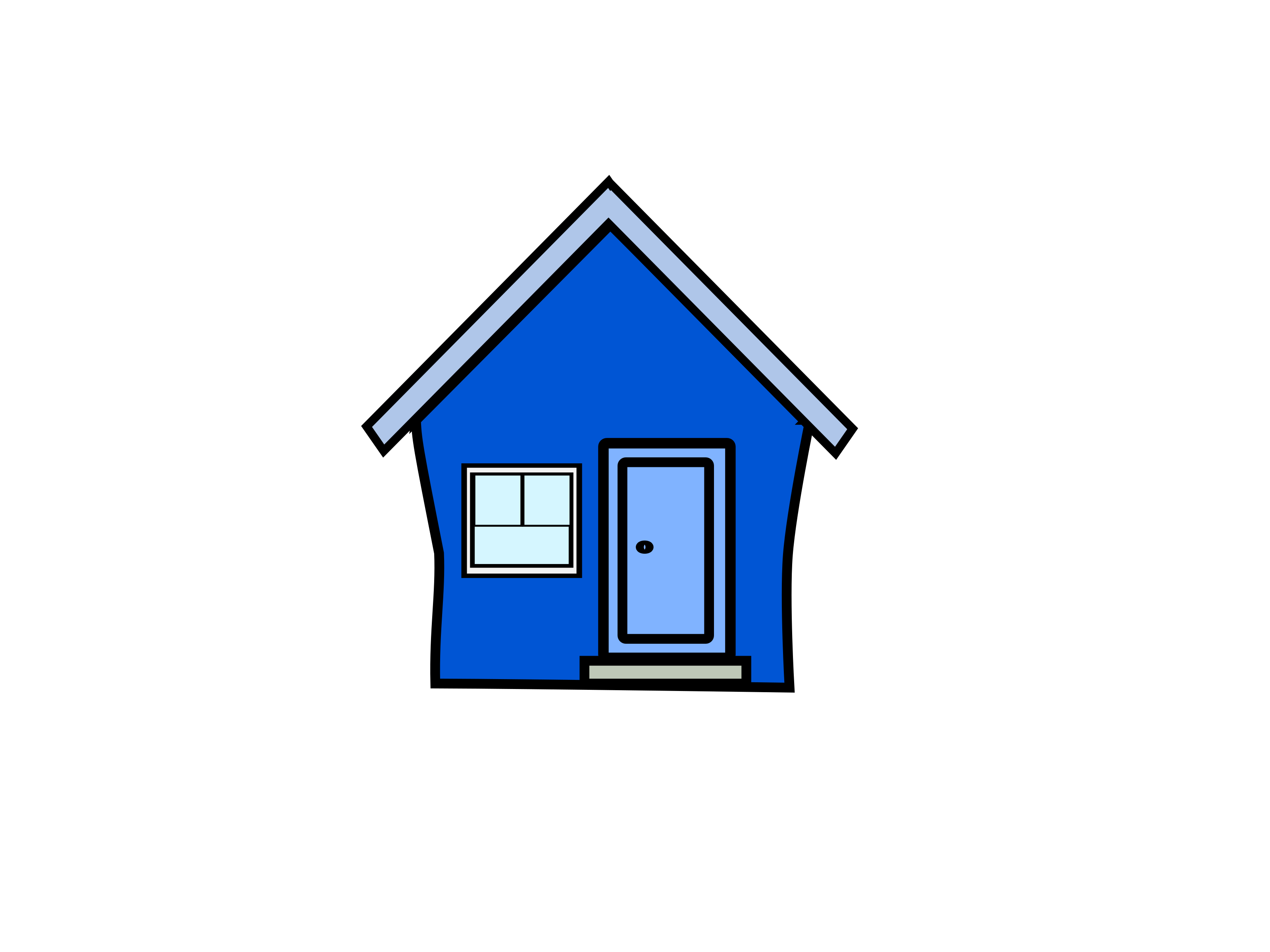 3200x2400 House Blue Clip Art Color