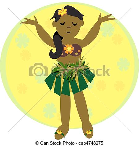 450x470 Here Is A Cute Hula Girl Dancing With Flowers. Clipart Vector