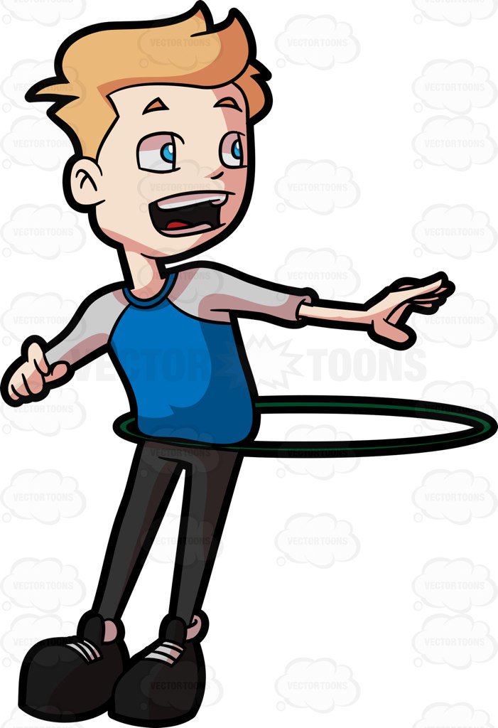 701x1024 A Preadolescent Boy Twirling With A Hula Hoop Cartoon Clipart