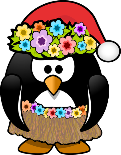 392x500 Hula Penguin Ready With Christmas Hat Vector Clip Art Public