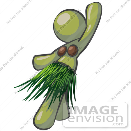 450x450 Clip Art Graphic Of An Olive Green Lady Character Hula Dancing