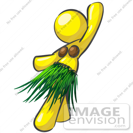 450x450 Clip Art Graphic Of A Yellow Lady Character Hula Dancing