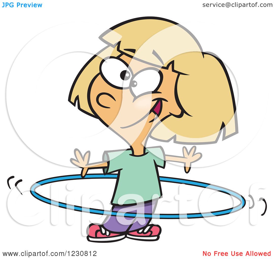 1080x1024 Clipart Of A Cartoon Blond Girl Using A Hula Hoop