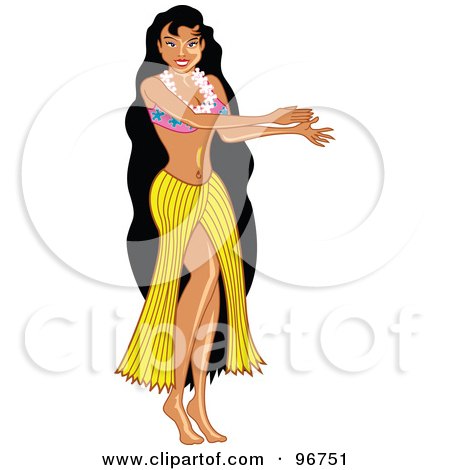 450x470 Royalty Free (Rf) Clipart Illustration Of A Hula Girl In A Pink