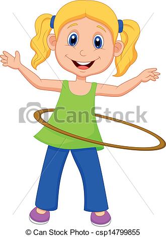 330x470 Vector Illustration Of Cute Girl Twirling Hula Hoop Clipart Vector