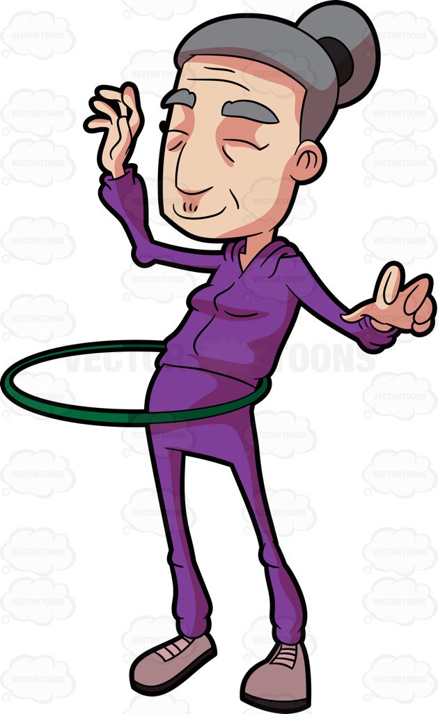 629x1024 A Grandma Playing With A Hula Hoop Cartoon Clipart Vector Toons